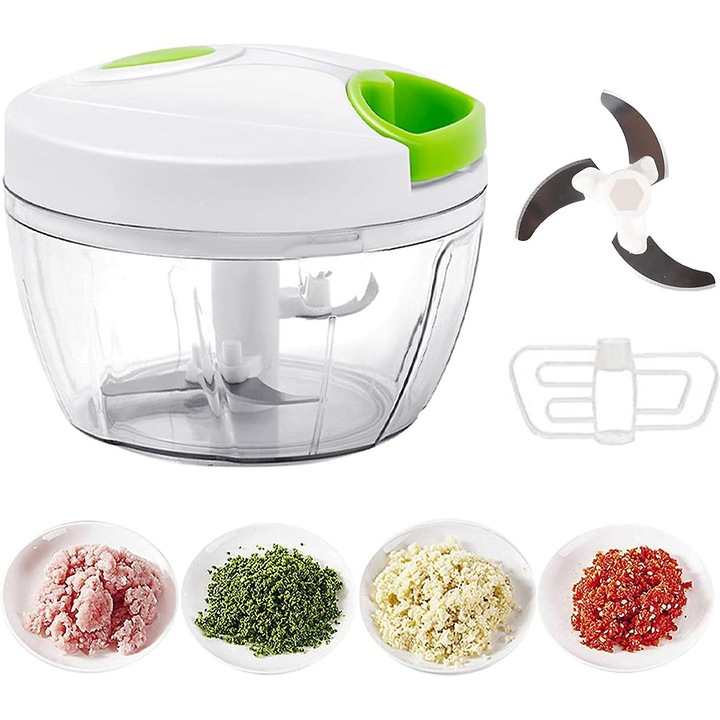 Tocator manual legume 450ml, lama inox, capacitate medie, alb