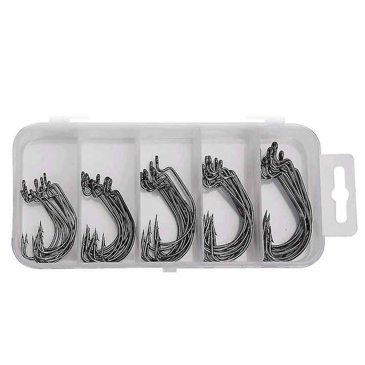 Set carlige pescuit carbon, negru, 4.3x2.6x0.5cm