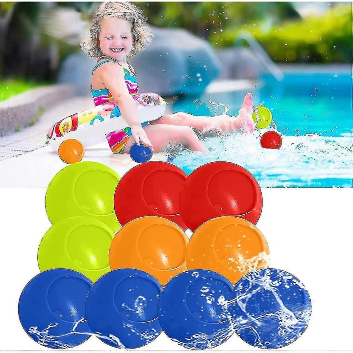 Set 10 mingi de apa reutilizabile, multicolor, 4 cm