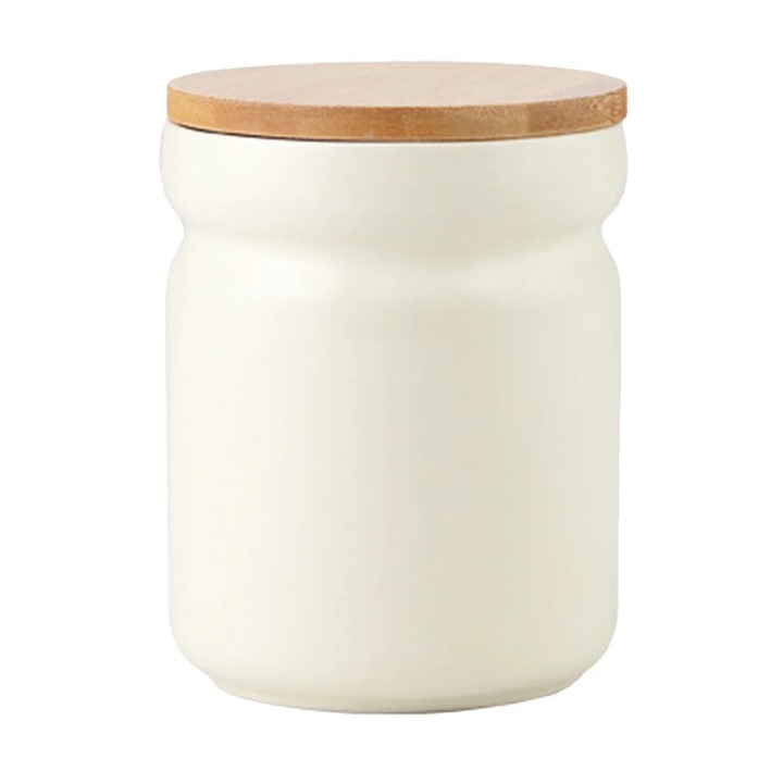 YANYXR kerámia teáskanna, bambusz fedél, 700ml, bézs, 13.6x10.2x10.2cm