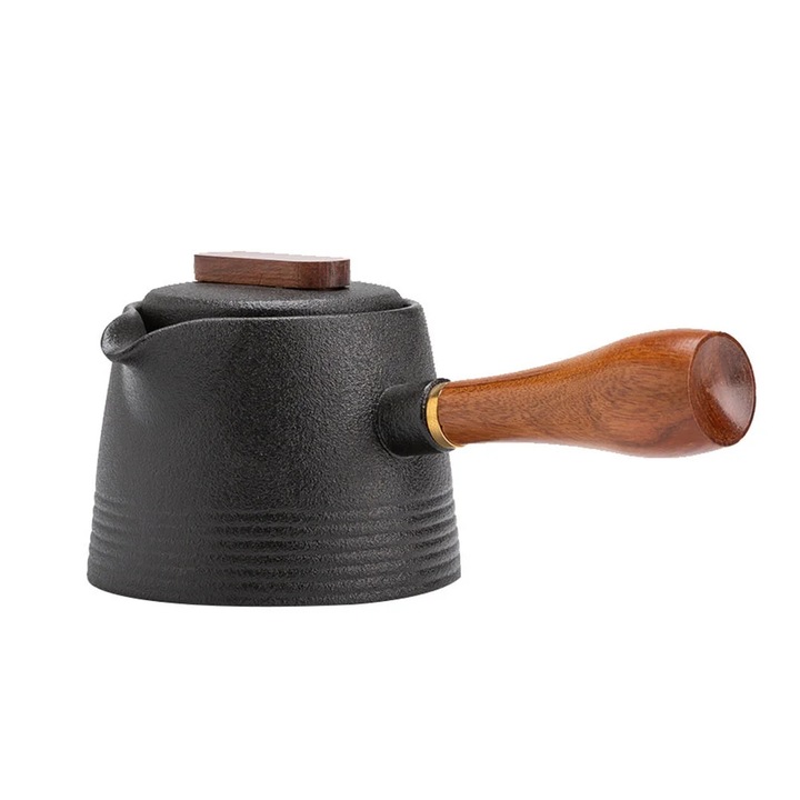 Ceainic ceramic YANYXR Kung Fu retro negru 16x8cm elegant