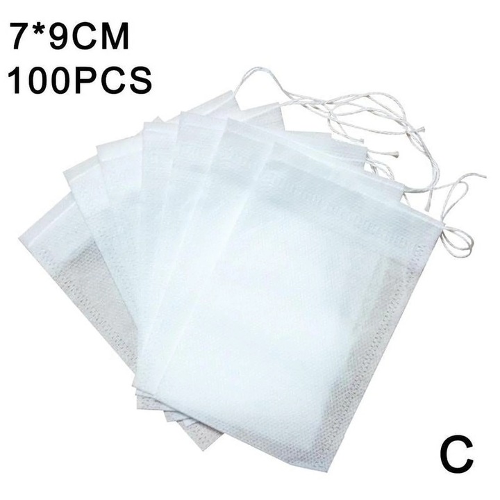 Set 100 pungi ceai YANYXR alb 5x7cm-9x10cm
