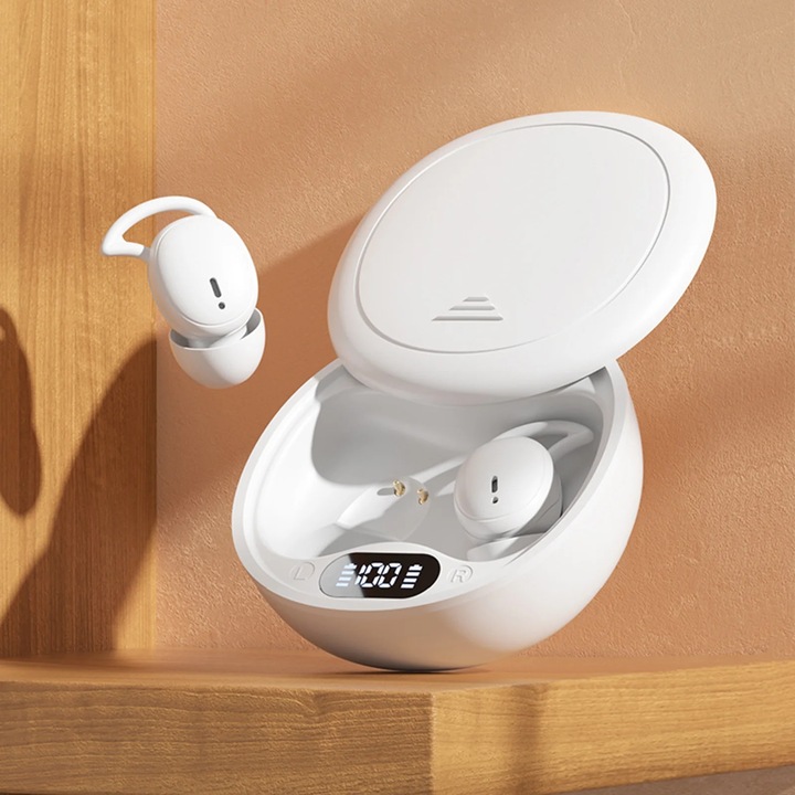 YANYXR Bluetooth 5.4 vezeték nélküli fülhallgató, vezeték nélküli töltés, fehér, 7x7x3.5cm