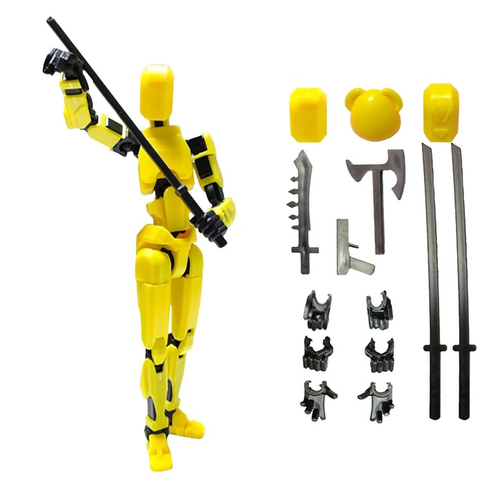 Фигурка робот YANYXR Titan T13, артикулирана, жълта, 15см