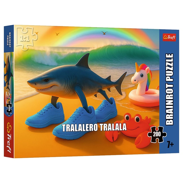 Пъзел Brainrots Tralalero Tralala (200 части) – Trefl, Класически, 200 части, Хартия, 48x34 см, Многоцветен