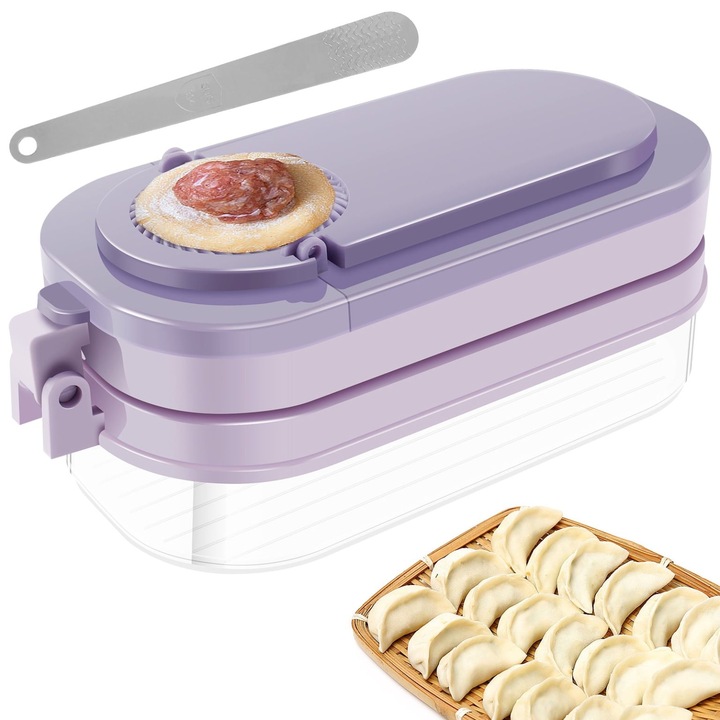 Set forma coltunasi 3 in 1 cu cutie depozitare mov 27x13x10.5cm