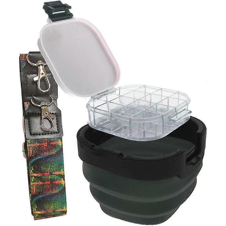 Paleta de pictura multifunctionala 3 in 1, capac etans, suport pensule, verde, 16xcompact