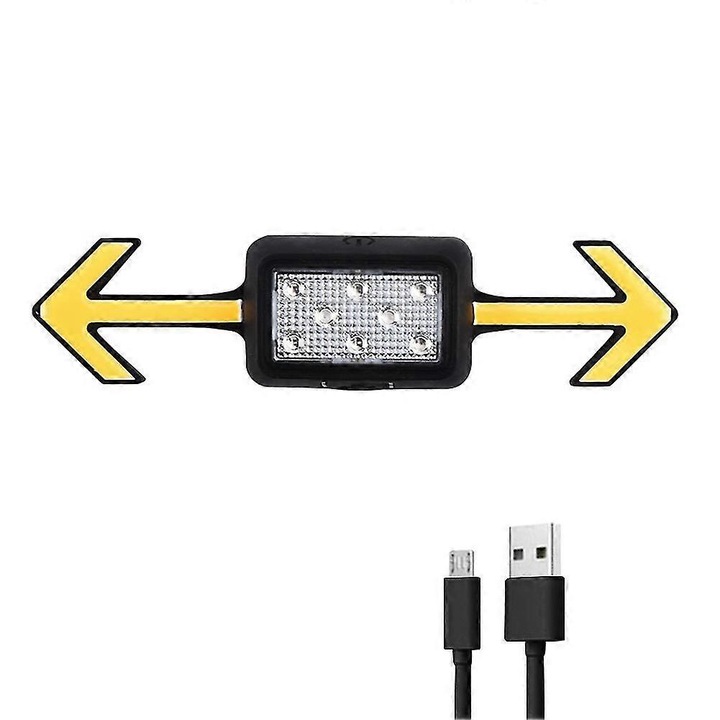 Kerékpár irányjelző lámpa távirányítóval, 6 mód, fekete, USB, vízálló