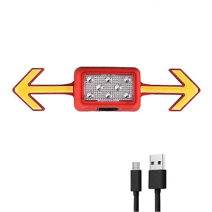 Kerékpár irányjelző lámpa távirányítóval, 6 mód, piros, USB újratölthető, vízálló