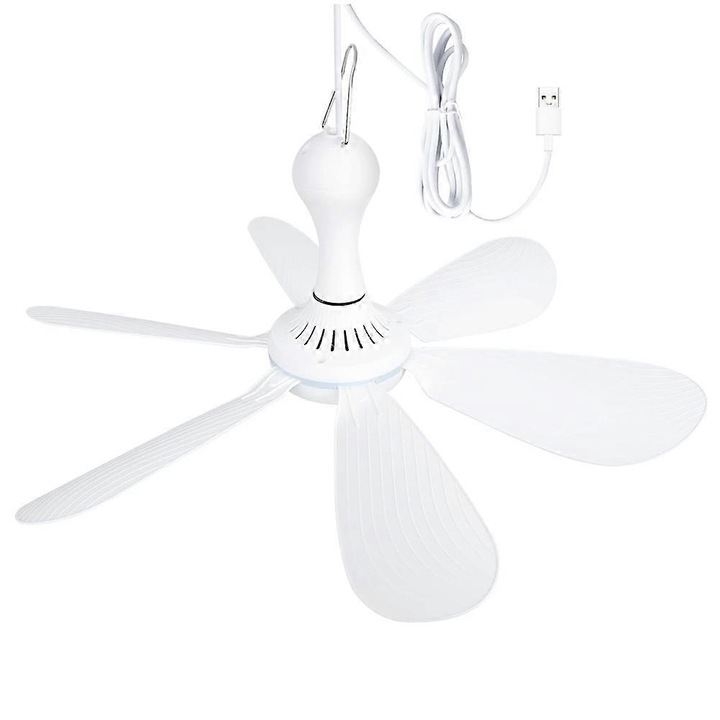 Ventilátor kemping USB 6 lapátos fehér 20x20cm