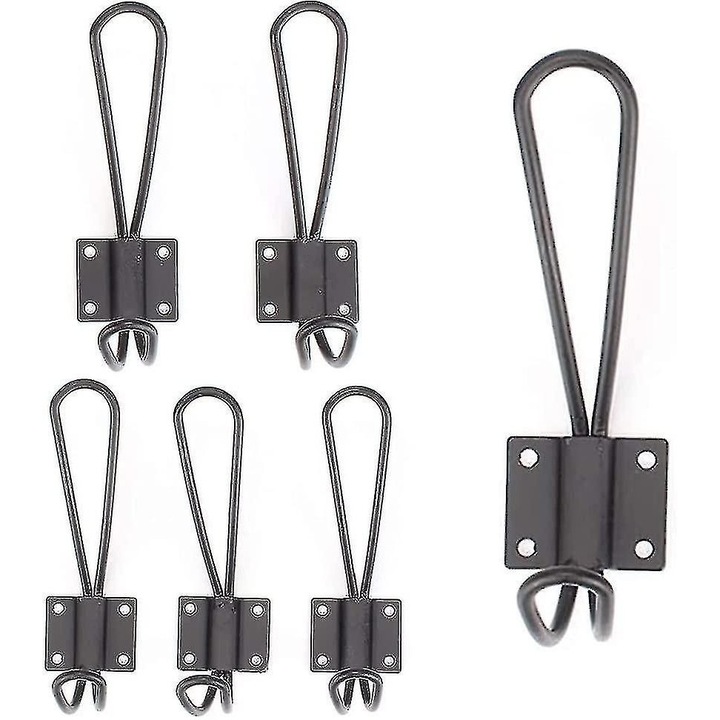 Set 6 cuiere metalice negre, dublu strat, 13.5x4.1x3.1cm
