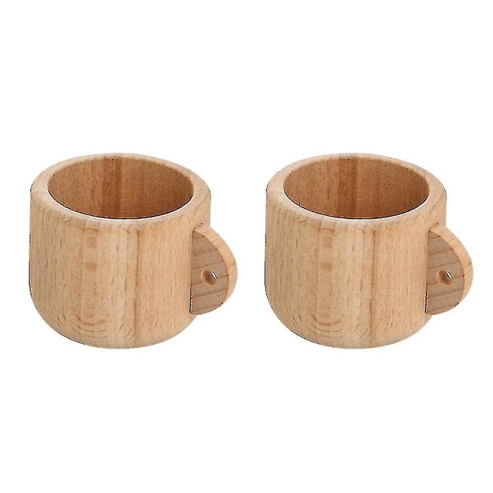 Set jucarii bucatarie copii, lemn, 4x4x4.8cm, 2 piese, multicolor