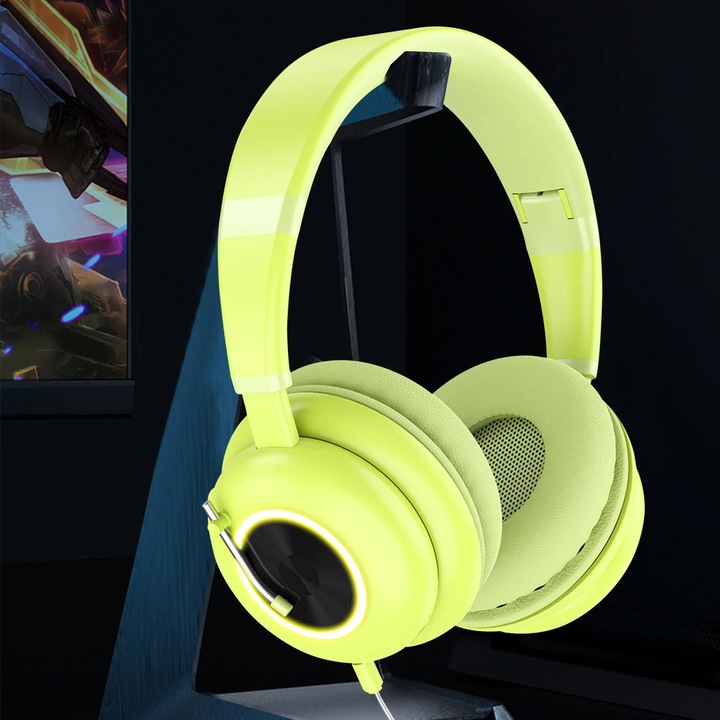 Casti Bluetooth YANYXR 5.3, pliabile, verde, 17.5x15.7x8.7cm, 20h autonomie