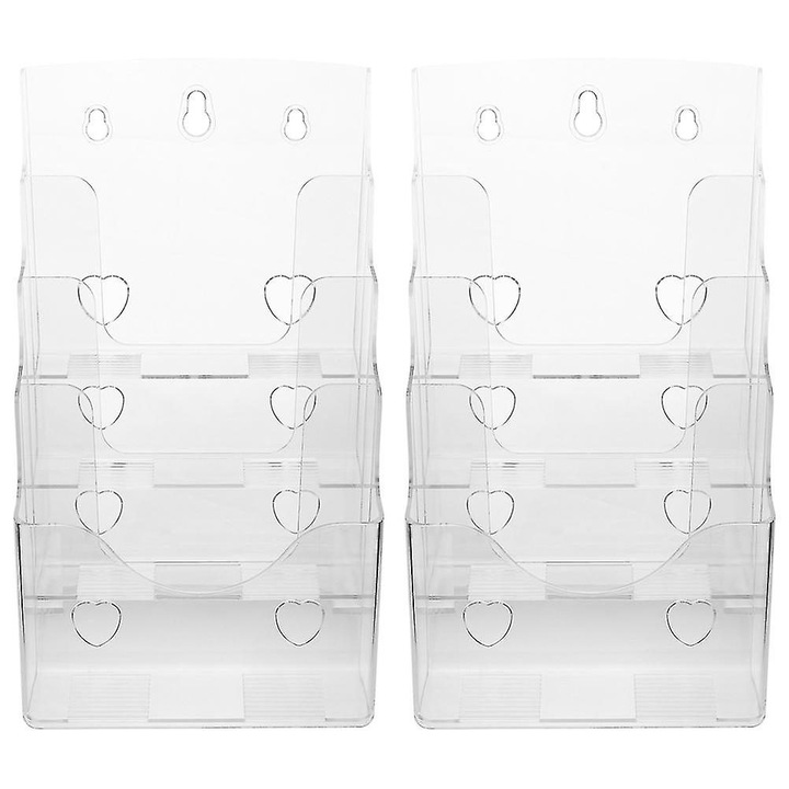 Set 2 Suporturi Brosuri 4 Niveluri Plastic Transparent 25.2x17x16.3cm