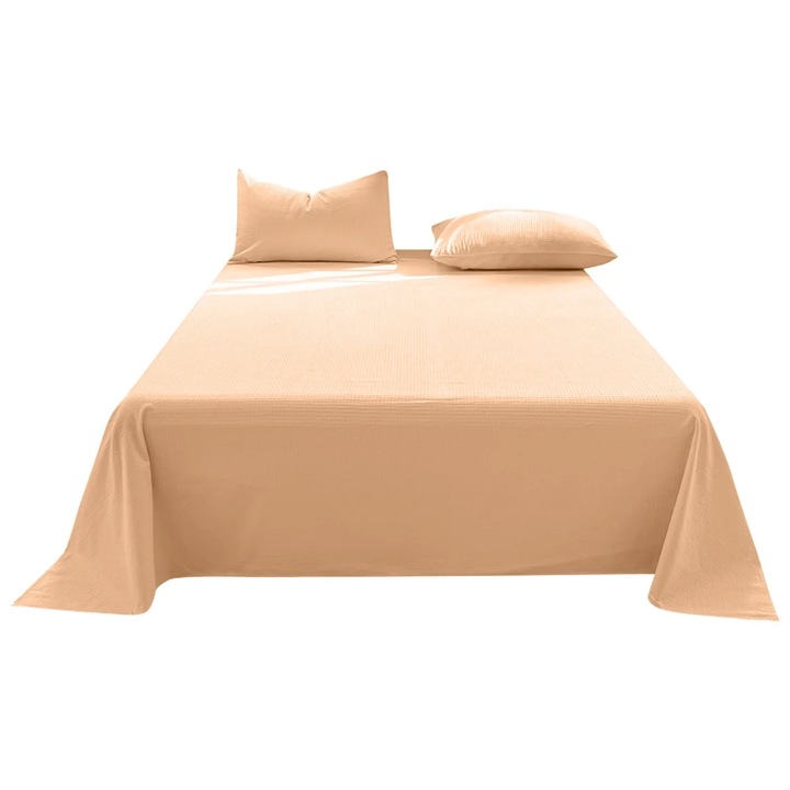 Set lenjerie pat YANYXR bumbac spalat roz 230x250cm 2 fete perna