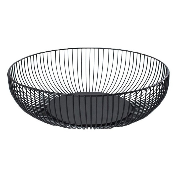 Cos fructe metalic, negru, mare, multifunctional