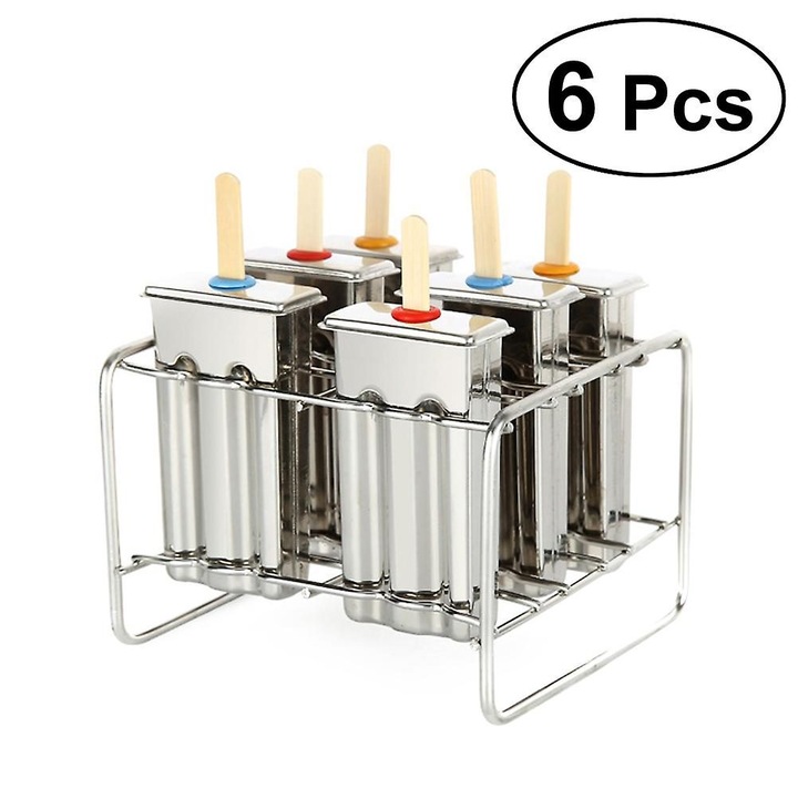 Set 6 forme inghetata din otel inoxidabil, 14.5x13x14cm, argintiu