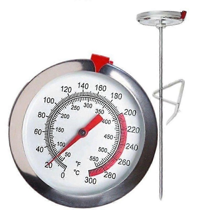 Termometru bimetalic, 300, con ajustabil alama, inox, 62x30cm