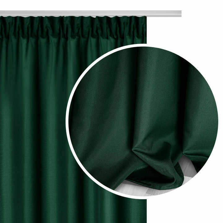 Draperie gata facuta, Viva, 140x300 cm, verde sticla, pe banda, semeintunecare, poliester