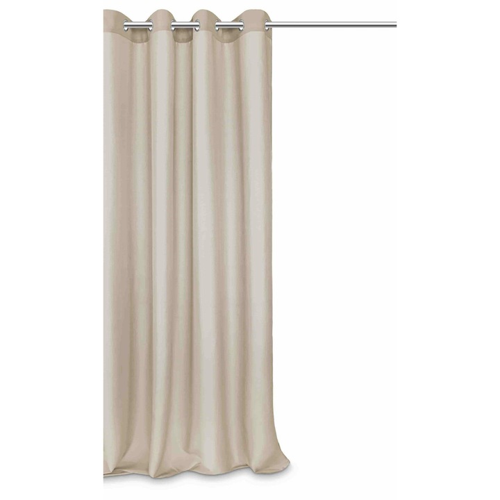 Draperie gata facuta, viva, taupe, 140x250 cm, pe inele, semidezactivanta