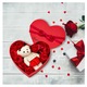 Cutie cadou sapun flori inima cu ursulet, 17x15.5x6 cm, roz