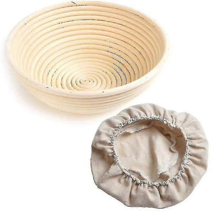 Cos dospire rotund 25cm ratan cu insertie in lin, natural