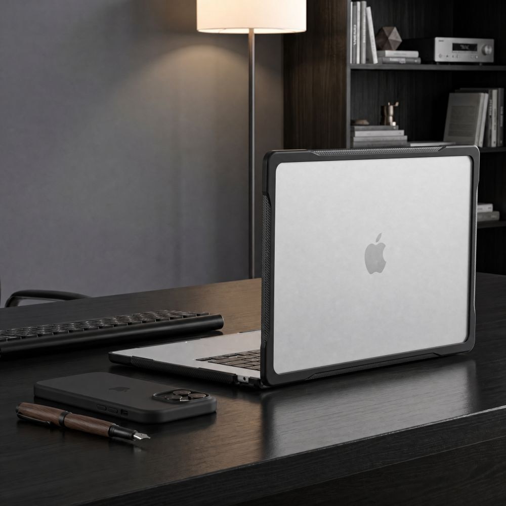 Carcasa laptop Tech-Protect Velar compatibila cu MacBook Air 15, 2023-2026, Transparent / Negru