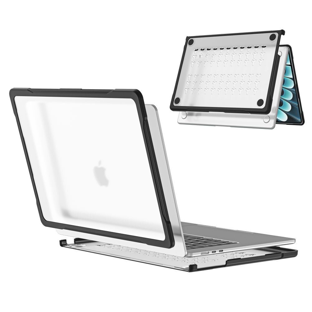 Carcasa laptop Tech-Protect Velar compatibila cu MacBook Air 15, 2023-2026, Transparent / Negru