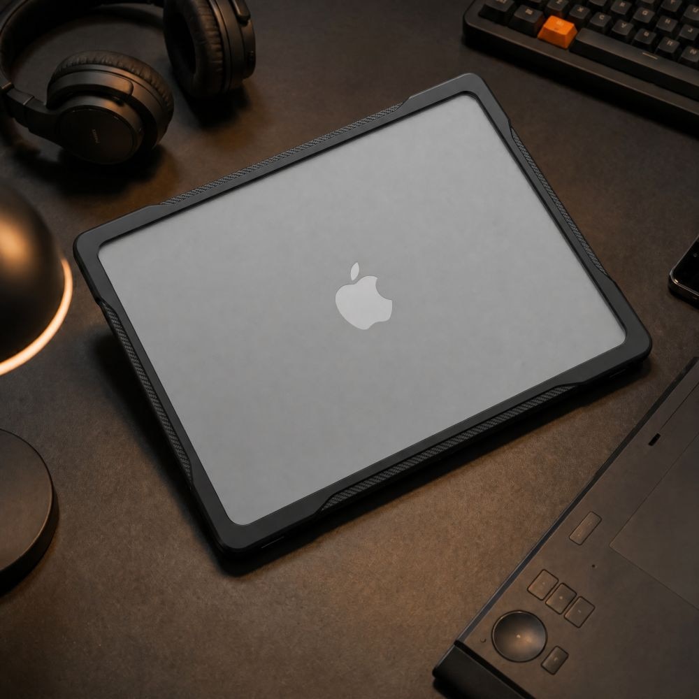 Carcasa laptop Tech-Protect Velar compatibila cu MacBook Air 15, 2023-2026, Transparent / Negru