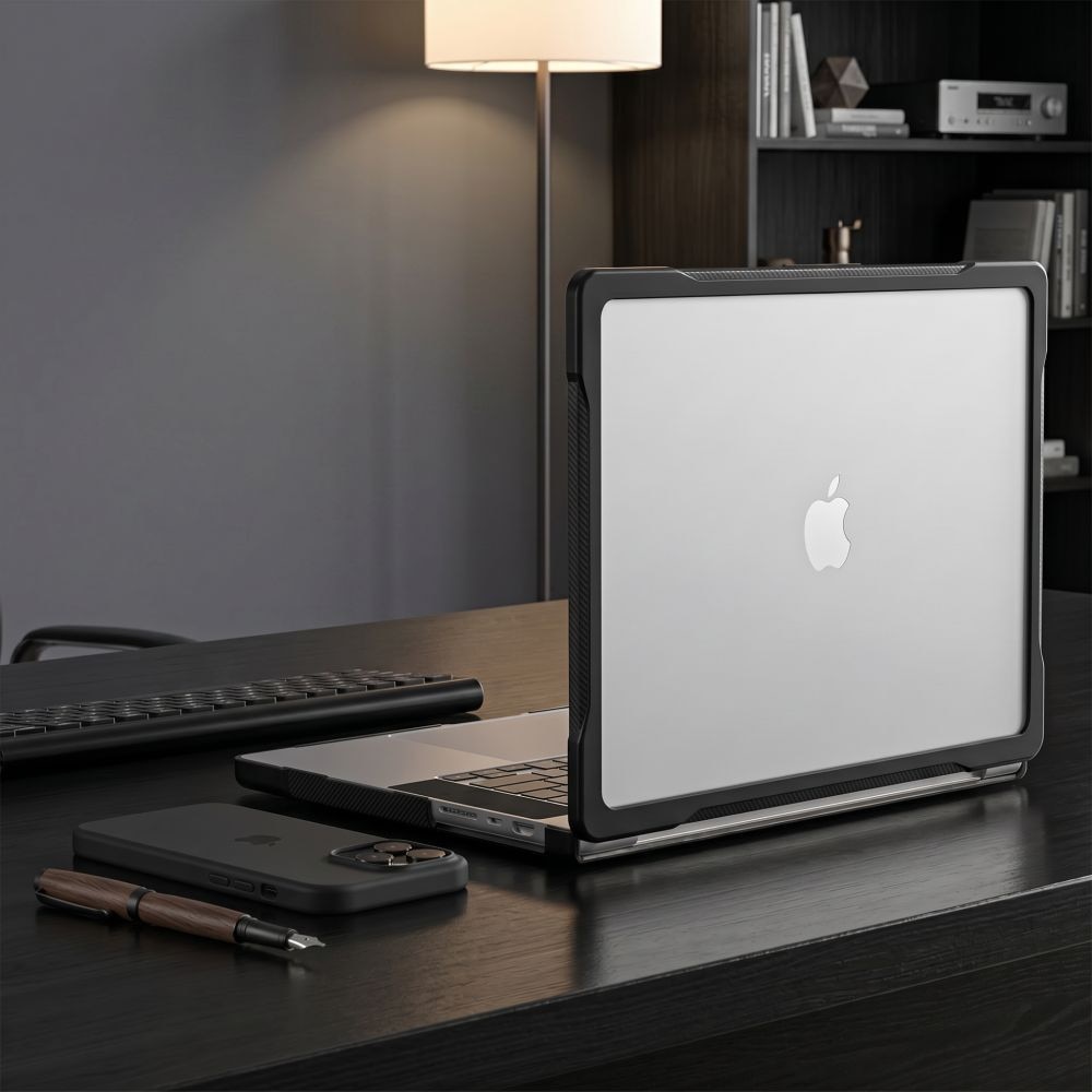 Carcasa laptop Tech-Protect Velar compatibila cu MacBook Pro 16, 2021-2026, Transparent / Negru