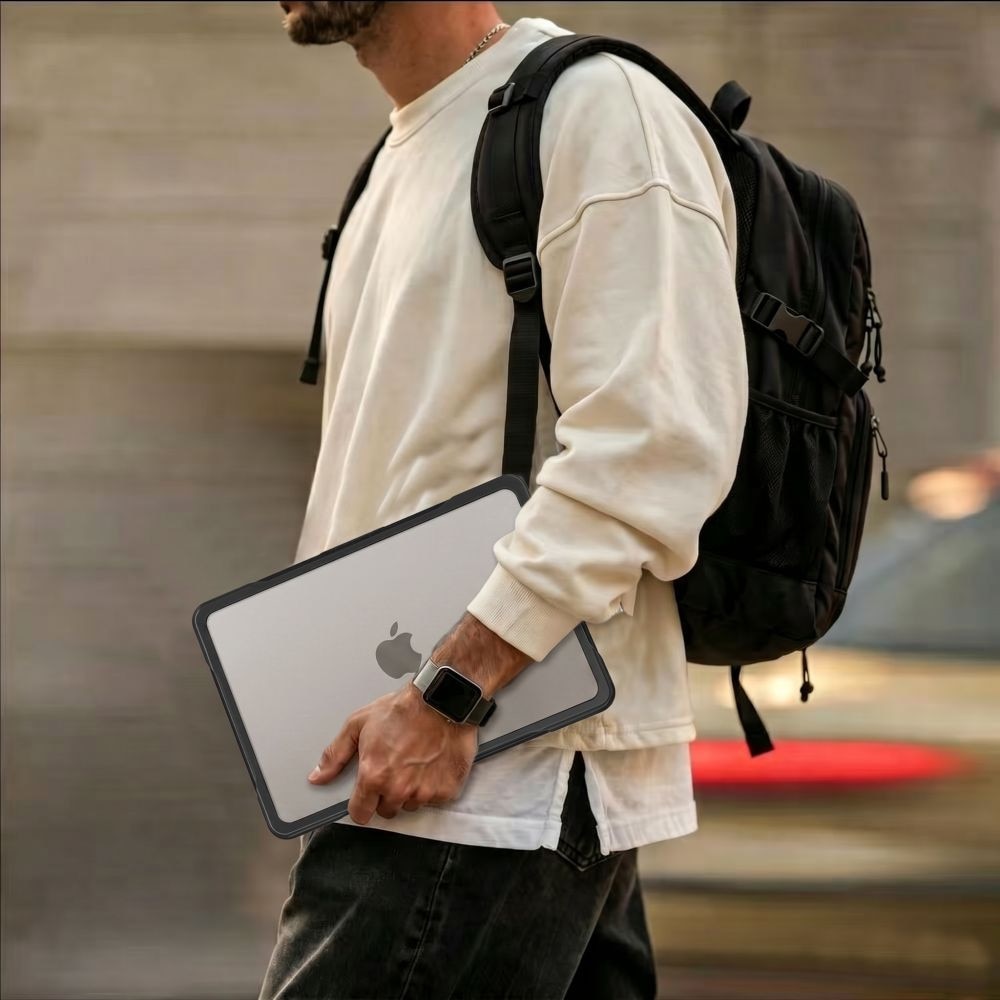 Carcasa laptop Tech-Protect Velar compatibila cu MacBook Air 15, 2023-2026, Transparent / Negru