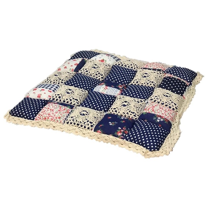 Perne scaun patchwork bumbac poliester multicolor 40x40cm