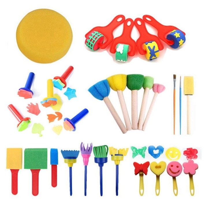 Set 30 bureti pictura copii, diverse forme, multicolor, 30 piese