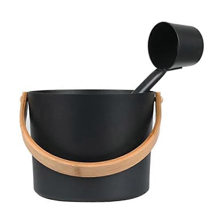 Set galeata si lingura sauna aluminiu negru 2mm 30x20cm