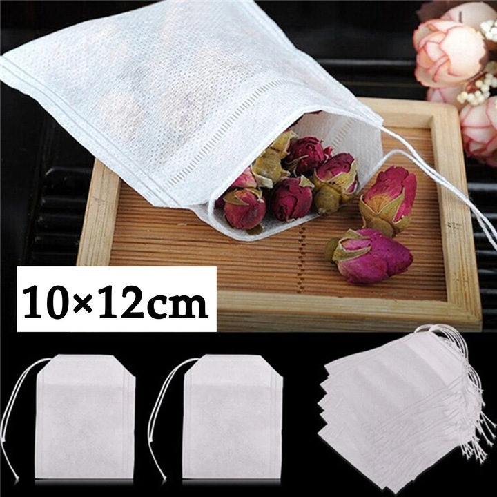 Pungi ceai goale YANYXR 100 buc textil alb 8-10g