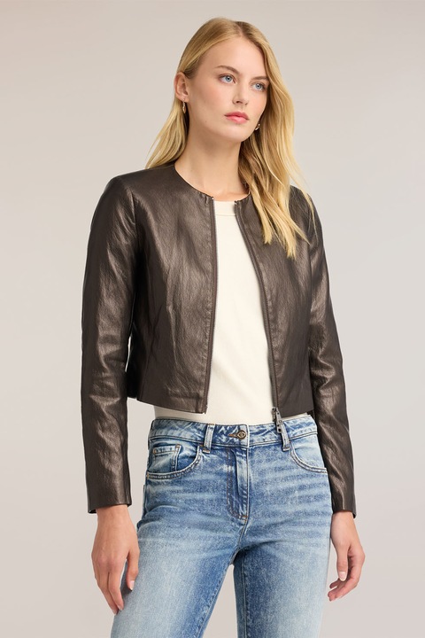 Motivi, Jacheta crop cu fermoar, Maro deschis