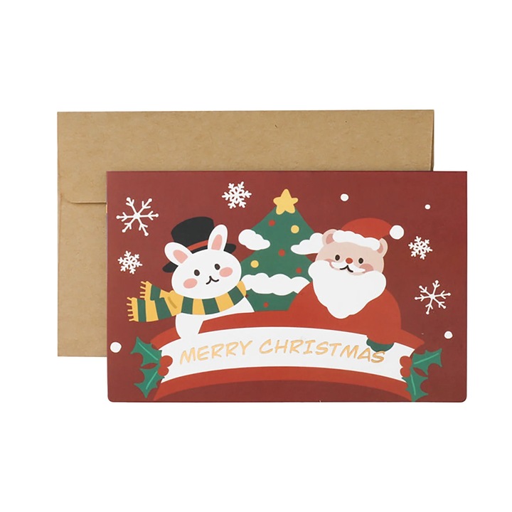 Felicitare Craciun YANYXR iepuras desen animat 12.8x8.5cm set 1 buc