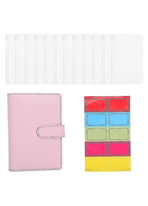 Portofel dama, organizator buget, multicolor, 12 buzunare cu fermoar, 1 eticheta, 1 coperta PU
