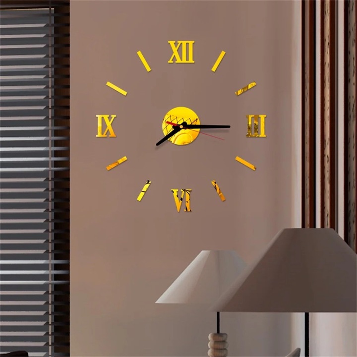 YANYXR dekoratív falióra DIY római számok akril arany tükör 40cm