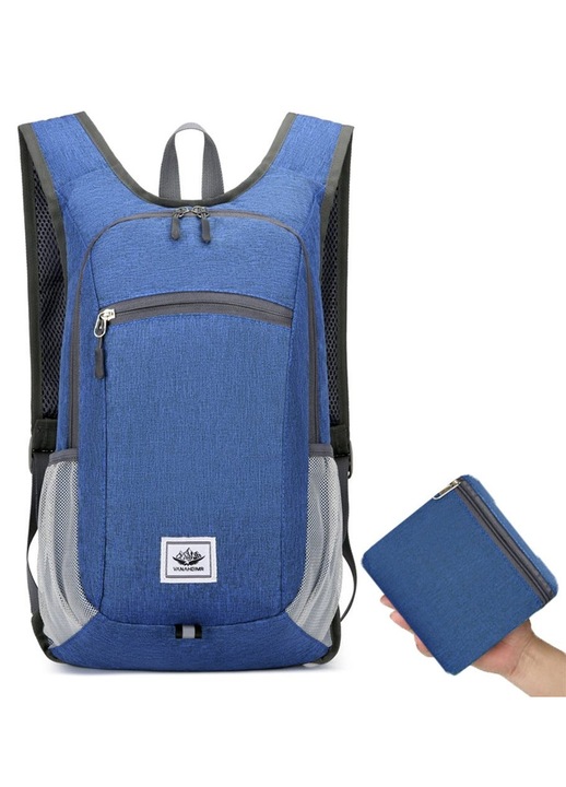 Rucsac drumetie pliabil unisex albastru regal 23x18x45cm