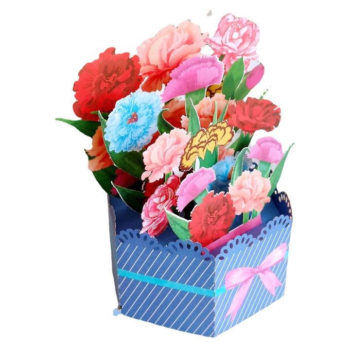 Felicitare 3D Pop Up Floral Multicolor 16.5x16.5cm