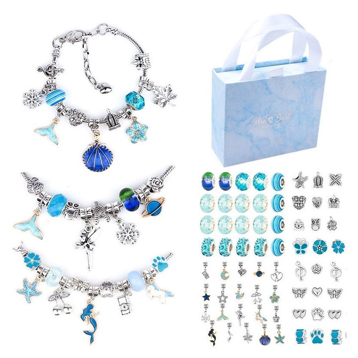 Bratara charm calendar advent pentru fete set DIY ajustabil 18.5x24cm
