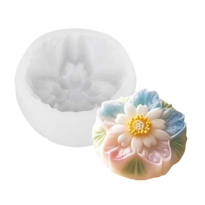 Forma prajituri flori, silicon alb, flexibila, 1 buc