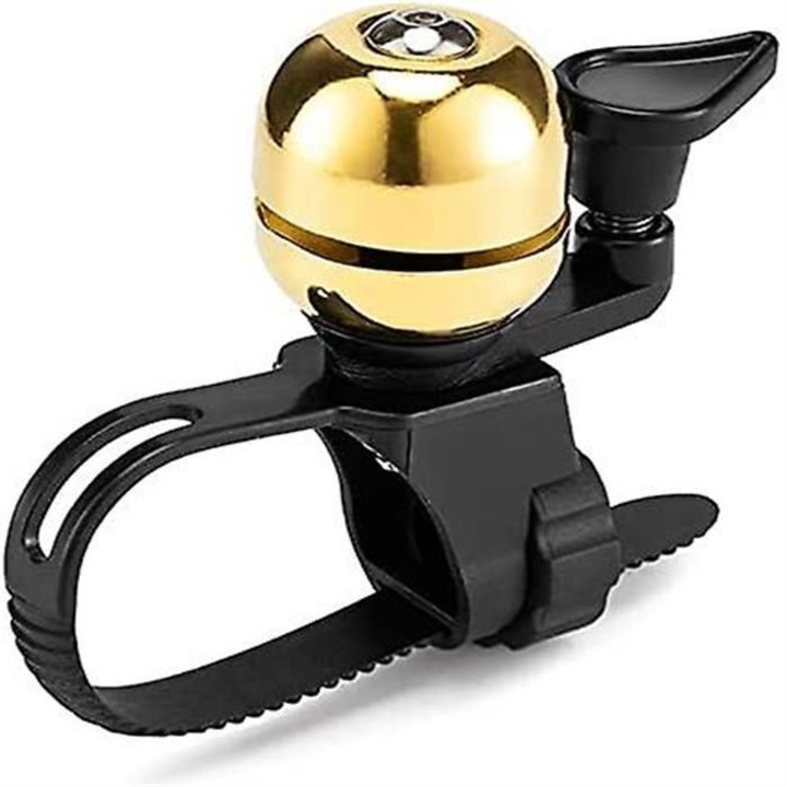 Sonerie bicicleta ajustabila, sunet clar, negru-argintiu-auriu, 3.33cm
