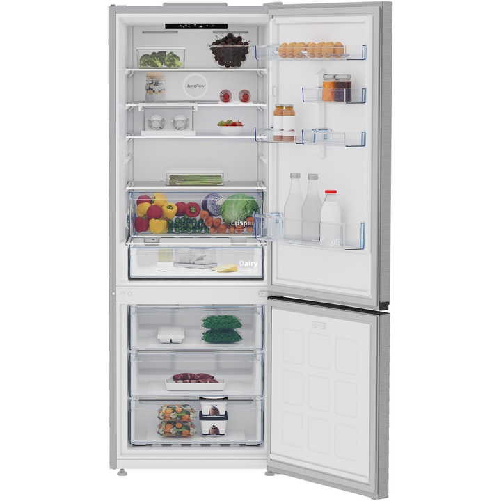 Combina frigorifica Beko B7RCNE567HXB1 490 L, clasa energetica B , No Frost , Inverter Compressor, Aeroflow , Harvestfresh, , Inox