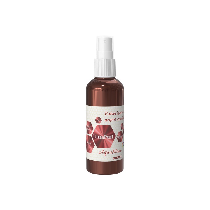 Lotiune pentru ingrijirea pielii, AquaNano - UltraPuff, spray cu argint coloidal, 80ppm, 100ml