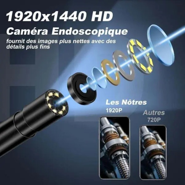 Camera endoscopica 1920P HD, IP67, 8 LED, cablu 5m, semi-rigid