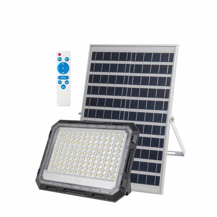 LED projektor, napelemmel és távirányítóval, IP65 vízálló, 100W