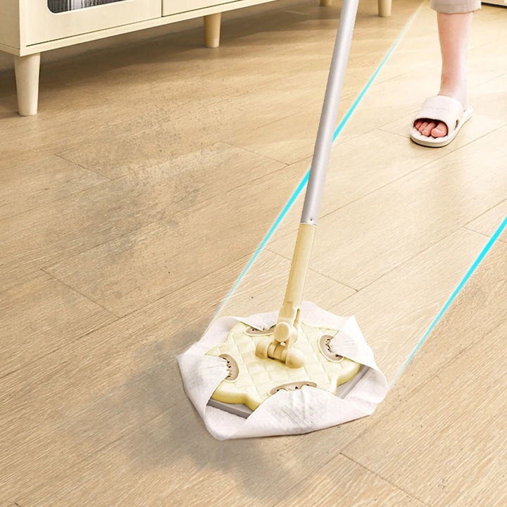 Mop pentru podea ZYBLSSBB LSM2xh9114-BCS0353028, prindere pentru servetele de unica folosinta, extensibil, materiale EVA+PE+metal, Multicolor, 118 x 13 x 3 cm