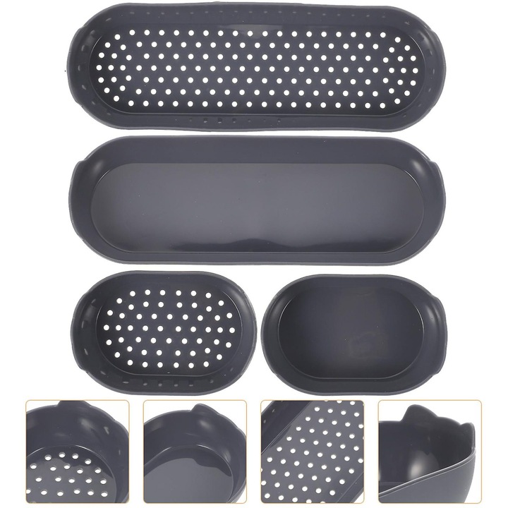 Set 4 tavi copt silicon, termorezistent, gri, 24.7x8.5x3.5cm